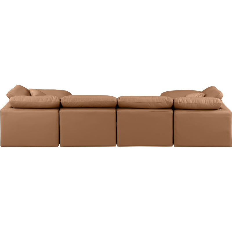 Meridian Indulge Cognac Vegan Leather Modular Sectional IMAGE 3