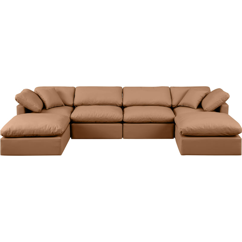 Meridian Indulge Cognac Vegan Leather Modular Sectional IMAGE 4
