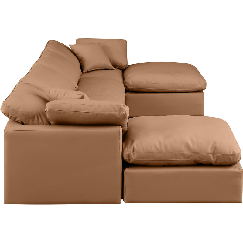 Meridian Indulge Cognac Vegan Leather Modular Sectional IMAGE 5