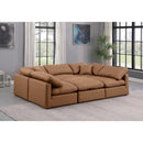 Meridian Indulge Cognac Vegan Leather Modular Sectional IMAGE 2