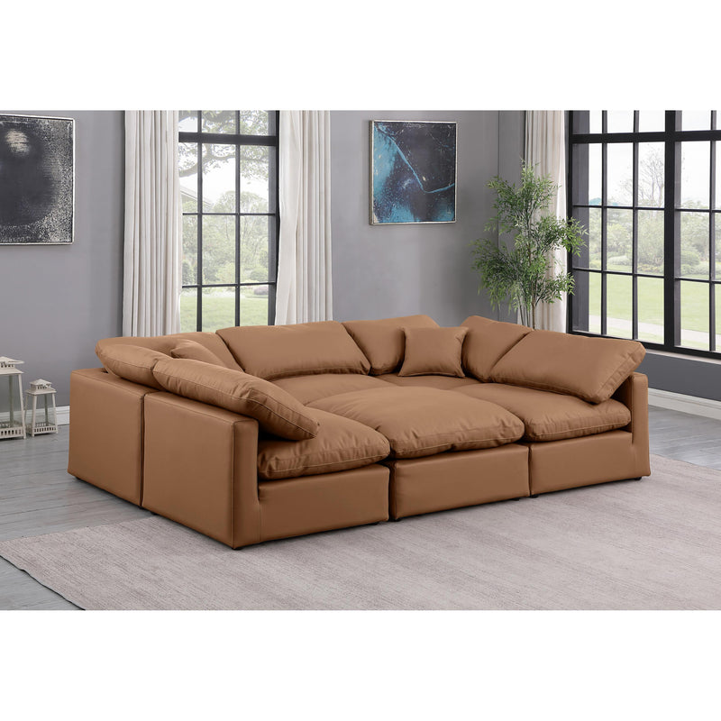 Meridian Indulge Cognac Vegan Leather Modular Sectional IMAGE 2