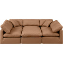 Meridian Indulge Cognac Vegan Leather Modular Sectional IMAGE 4