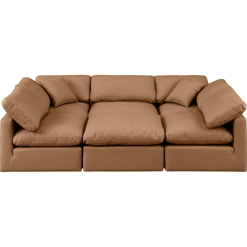 Meridian Indulge Cognac Vegan Leather Modular Sectional IMAGE 4