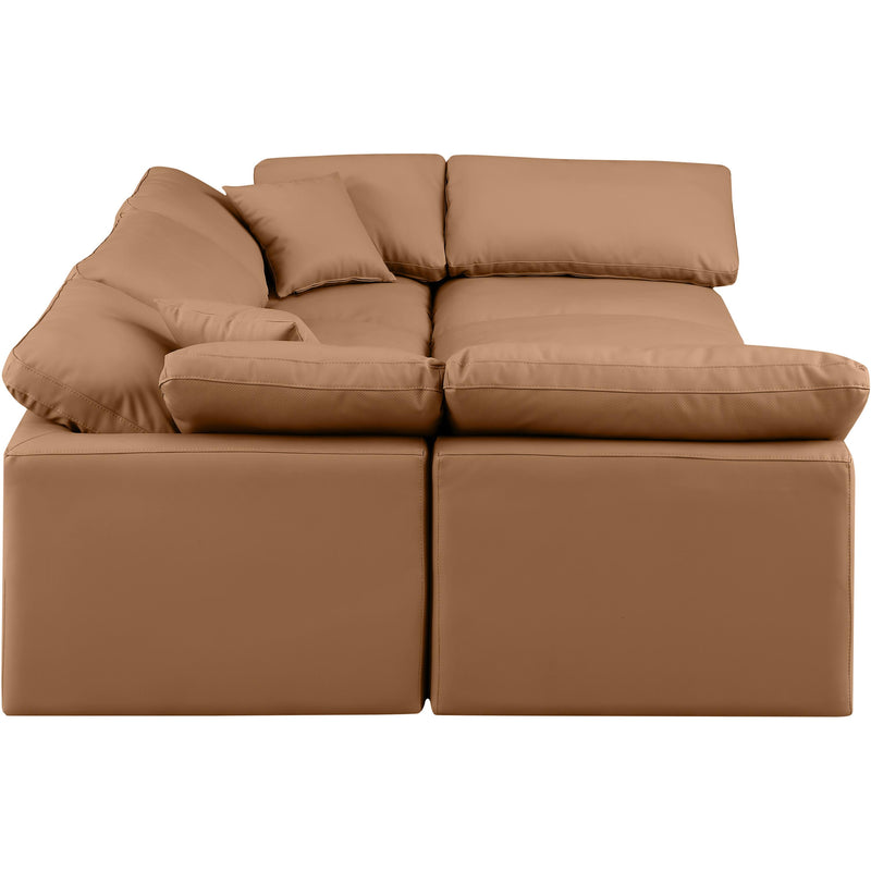 Meridian Indulge Cognac Vegan Leather Modular Sectional IMAGE 5