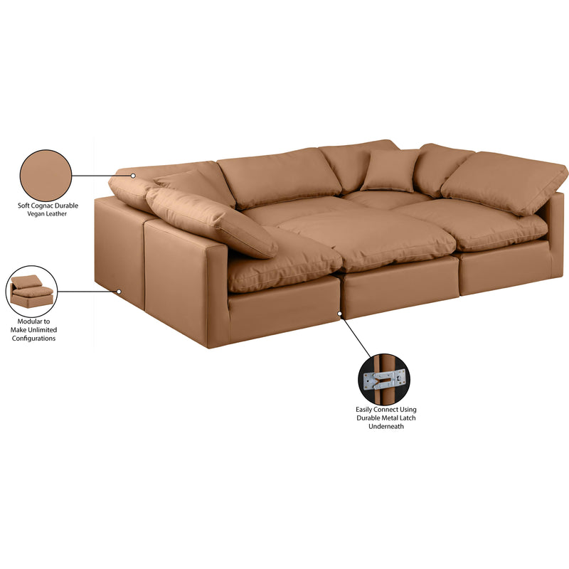 Meridian Indulge Cognac Vegan Leather Modular Sectional IMAGE 8