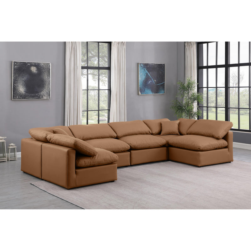 Meridian Indulge Cognac Vegan Leather Modular Sectional IMAGE 2