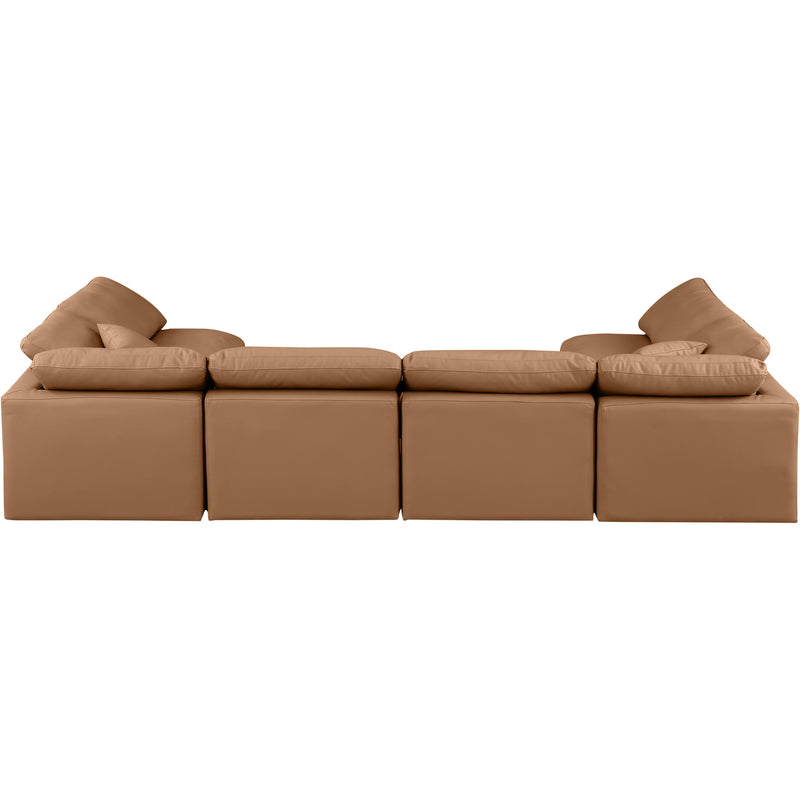 Meridian Indulge Cognac Vegan Leather Modular Sectional IMAGE 3