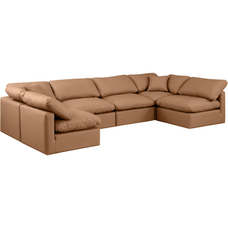 Meridian Indulge Cognac Vegan Leather Modular Sectional IMAGE 4
