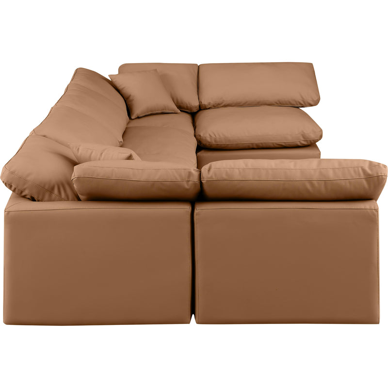Meridian Indulge Cognac Vegan Leather Modular Sectional IMAGE 5
