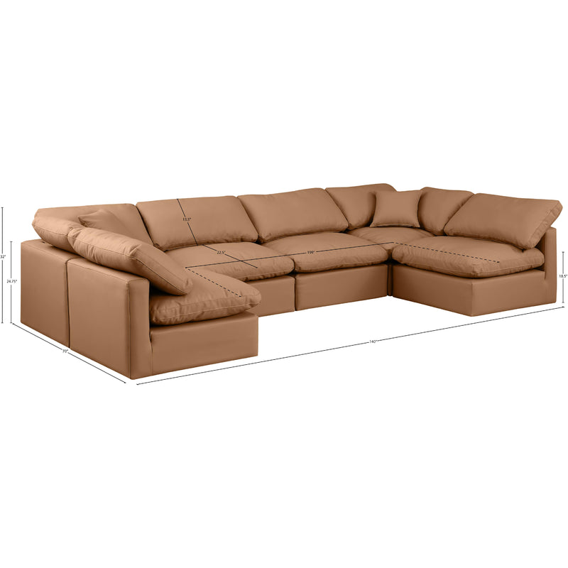 Meridian Indulge Cognac Vegan Leather Modular Sectional IMAGE 9