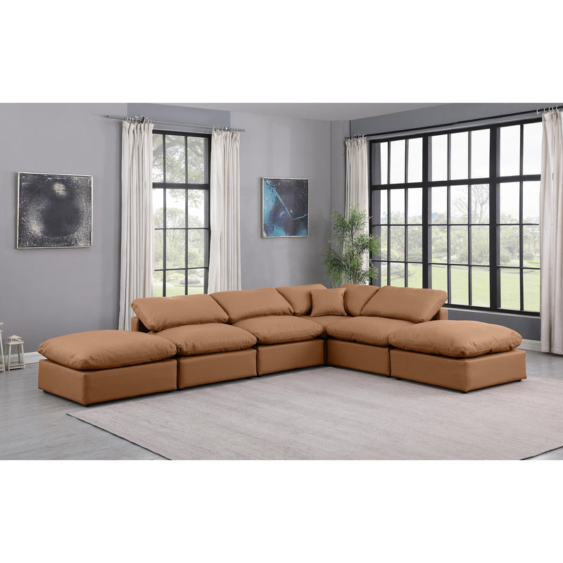 Meridian Indulge Cognac Vegan Leather Modular Sectional IMAGE 2