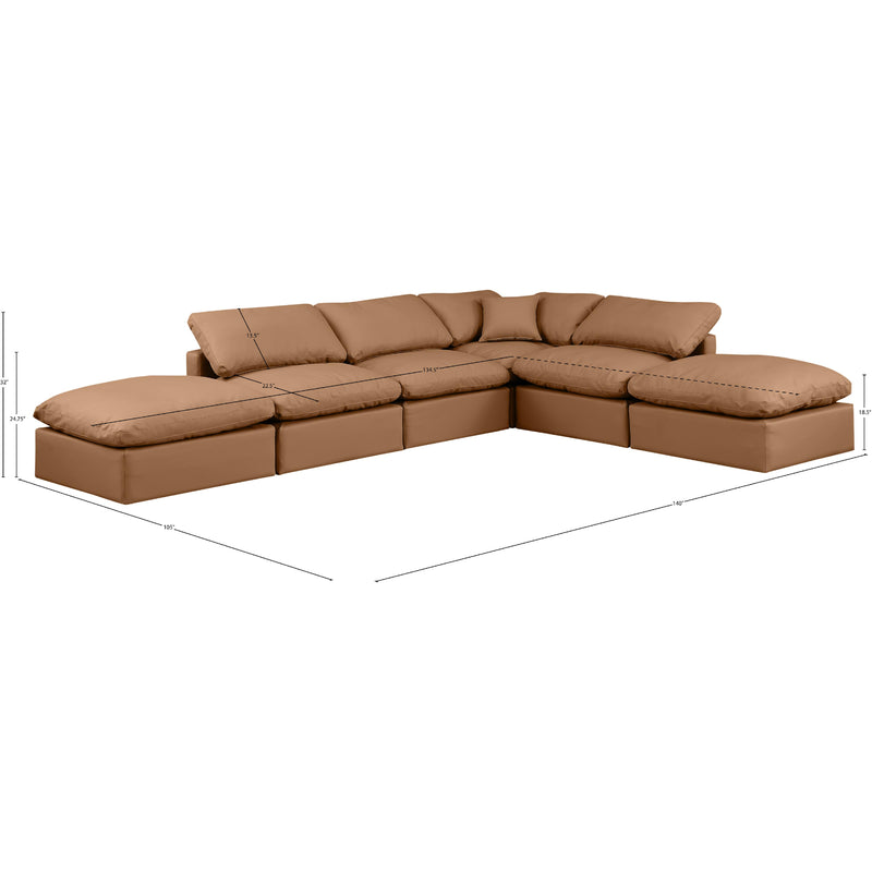 Meridian Indulge Cognac Vegan Leather Modular Sectional IMAGE 9