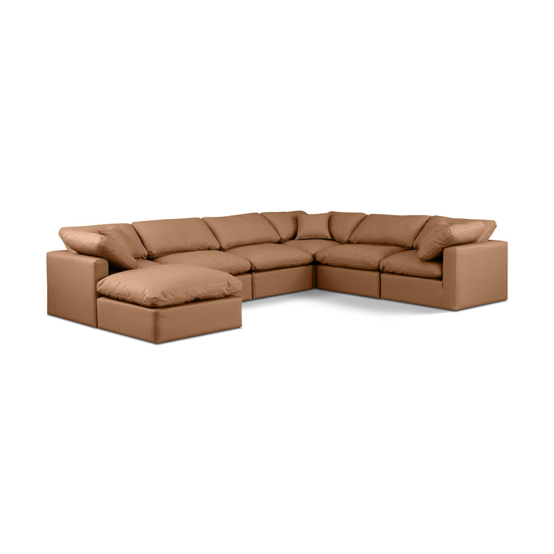 Meridian Indulge Cognac Vegan Leather Modular Sectional IMAGE 1