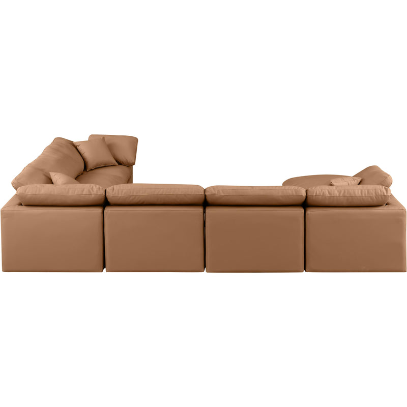 Meridian Indulge Cognac Vegan Leather Modular Sectional IMAGE 3