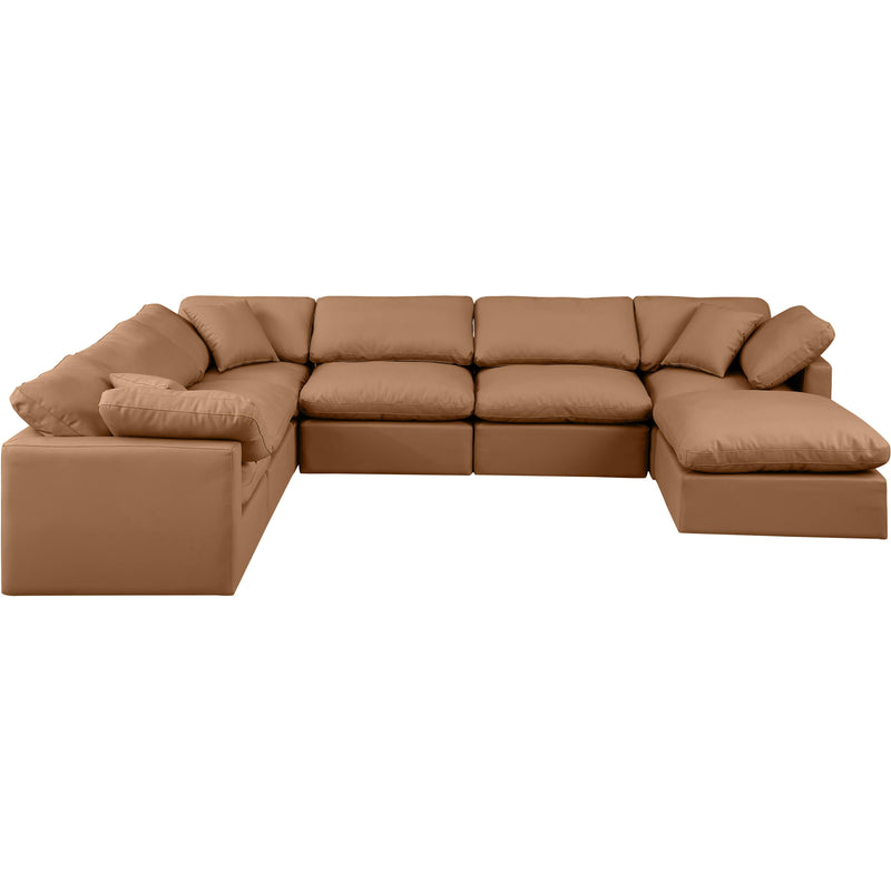 Meridian Indulge Cognac Vegan Leather Modular Sectional IMAGE 4