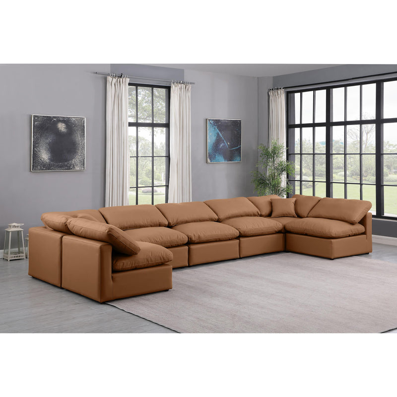 Meridian Indulge Cognac Vegan Leather Modular Sectional IMAGE 2