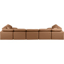Meridian Indulge Cognac Vegan Leather Modular Sectional IMAGE 3