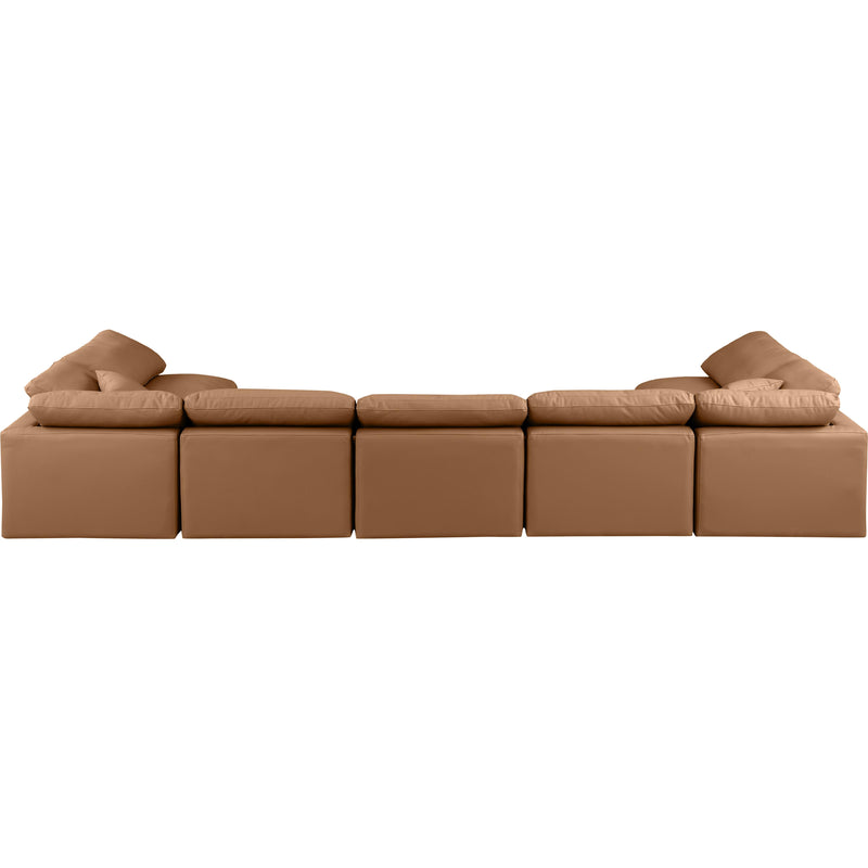 Meridian Indulge Cognac Vegan Leather Modular Sectional IMAGE 3