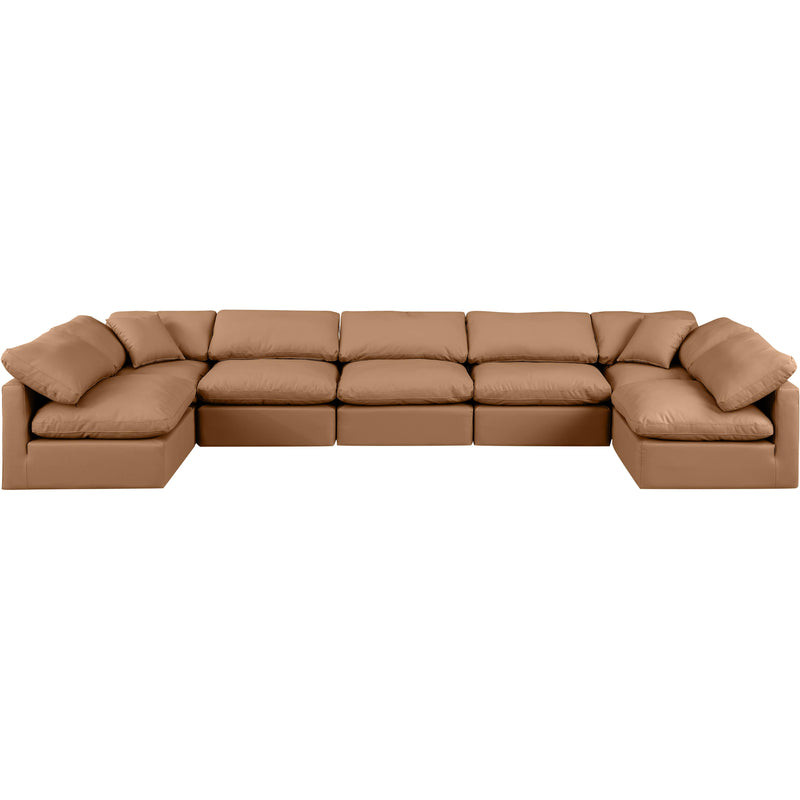 Meridian Indulge Cognac Vegan Leather Modular Sectional IMAGE 4