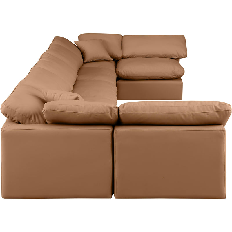 Meridian Indulge Cognac Vegan Leather Modular Sectional IMAGE 5