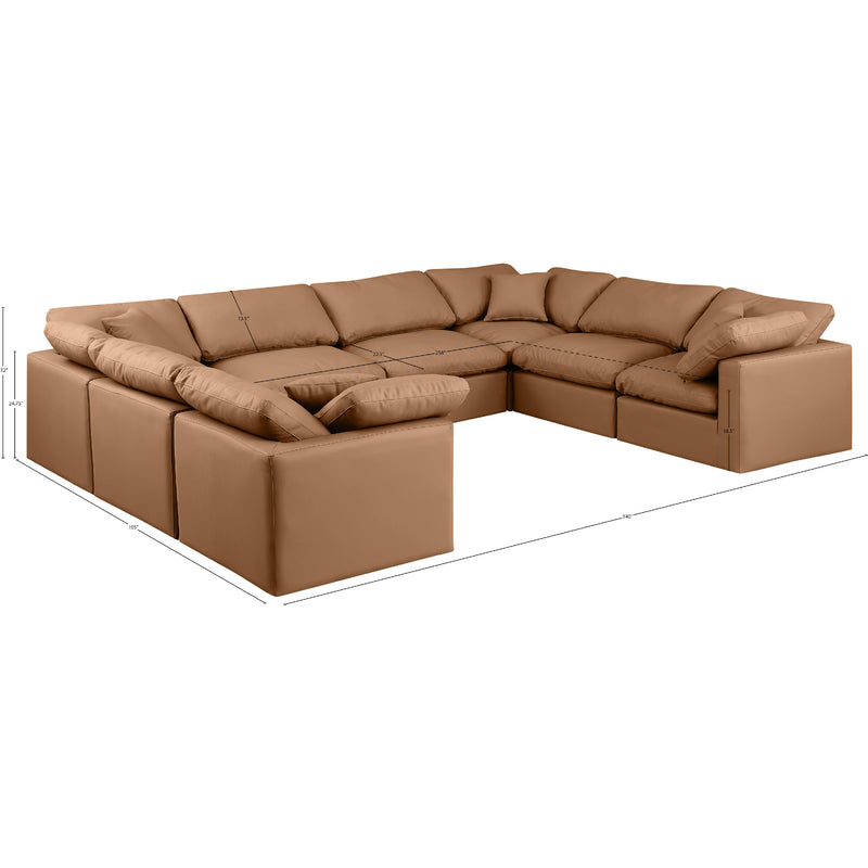 Meridian Indulge Cognac Vegan Leather Modular Sectional IMAGE 10