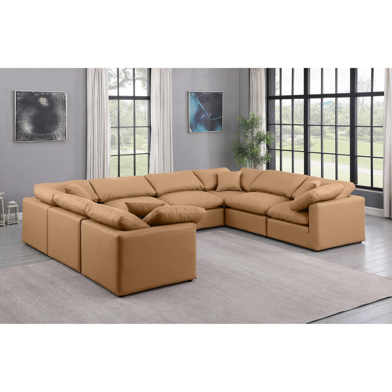 Meridian Indulge Cognac Vegan Leather Modular Sectional IMAGE 2