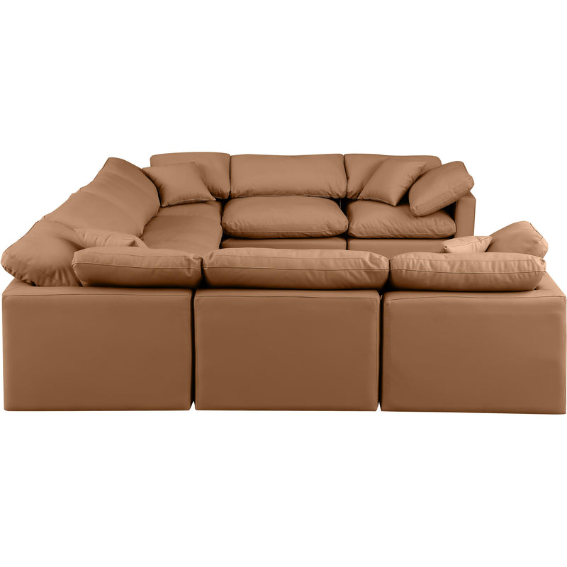 Meridian Indulge Cognac Vegan Leather Modular Sectional IMAGE 5