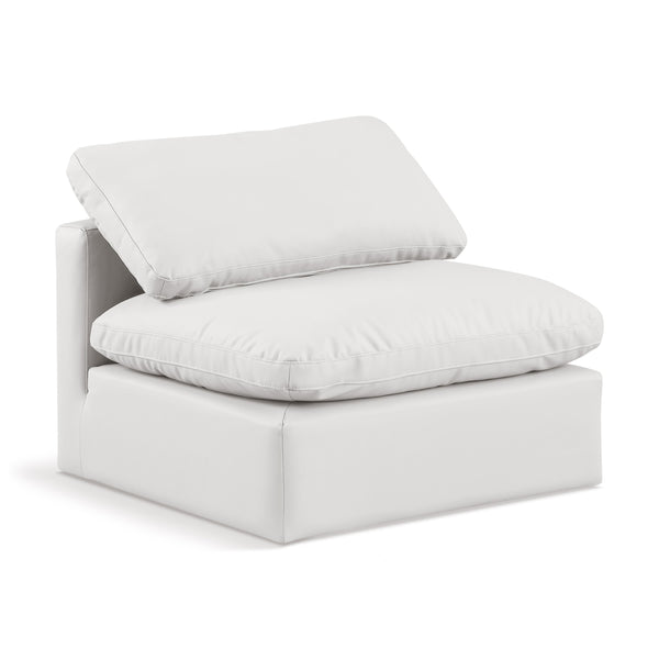 Meridian Indulge Cream Vegan Leather Armless Chair IMAGE 1