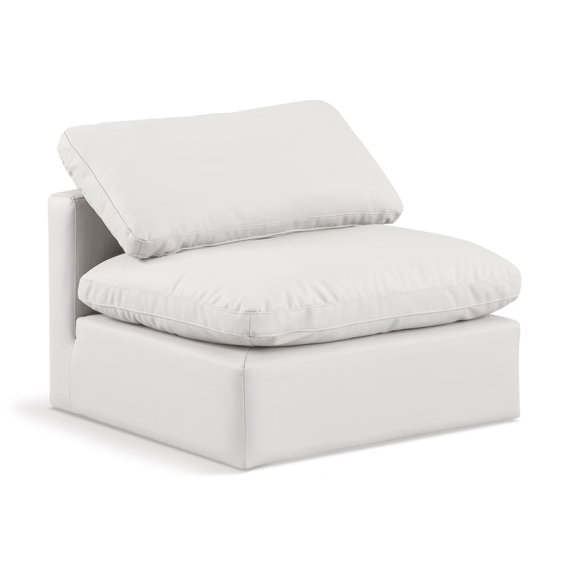 Meridian Indulge Cream Vegan Leather Armless Chair IMAGE 1