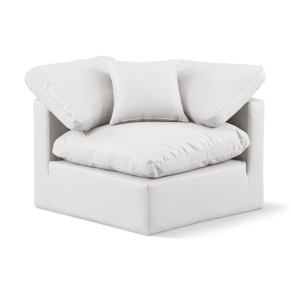Meridian Indulge Cream Vegan Leather Corner Chair IMAGE 1