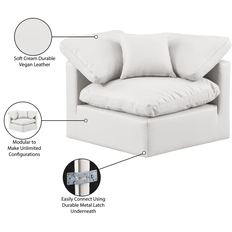 Meridian Indulge Cream Vegan Leather Corner Chair IMAGE 8