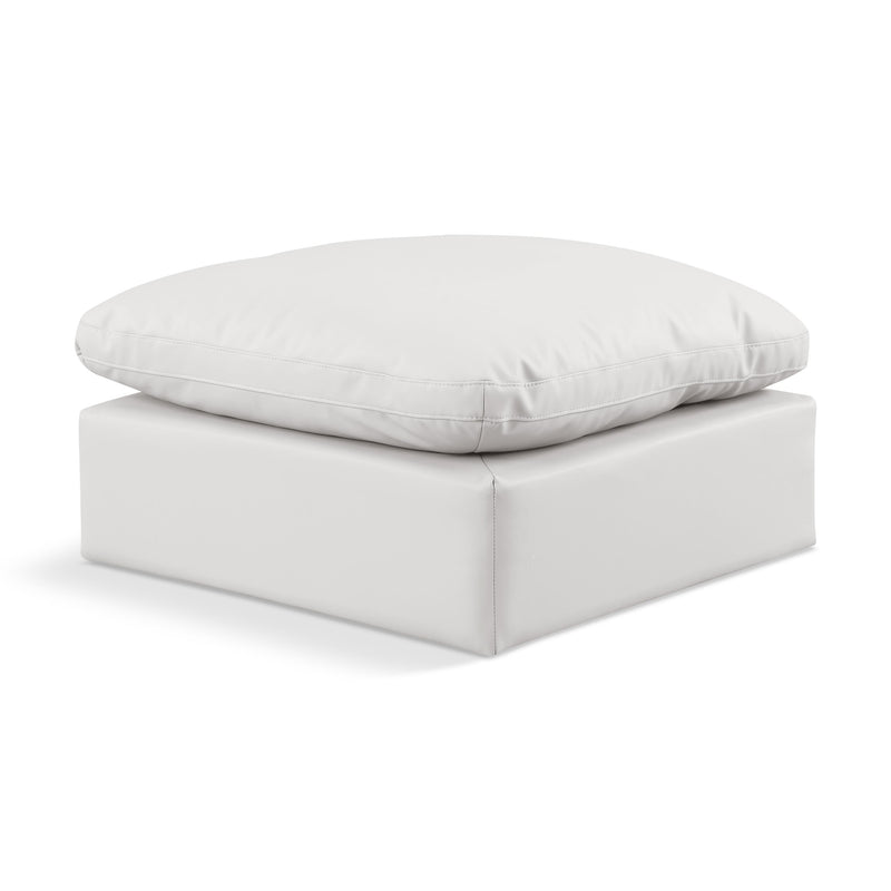 Meridian Indulge Cream Vegan Leather Ottoman IMAGE 1