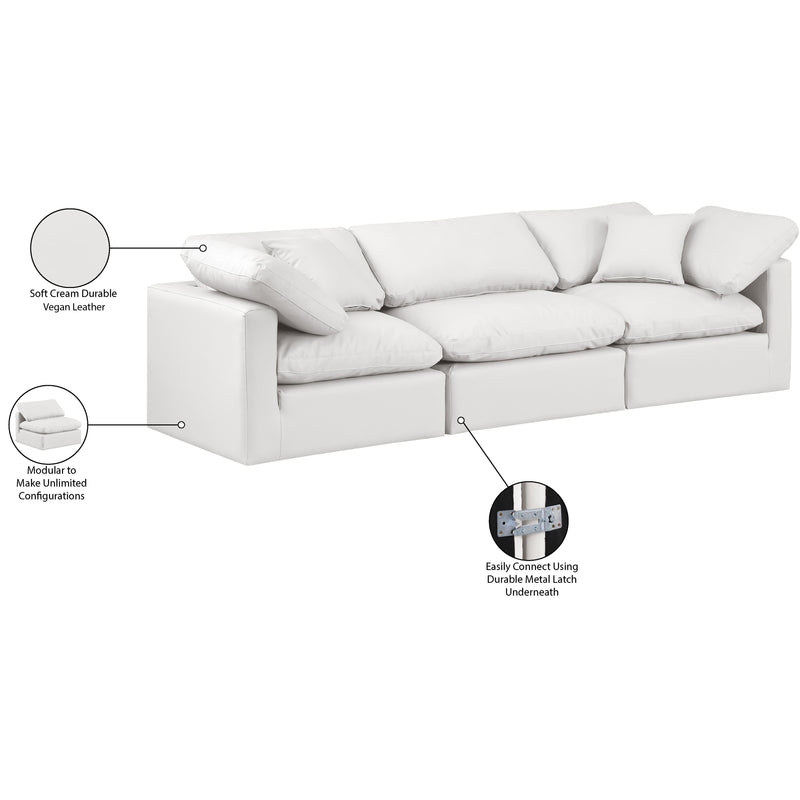 Meridian Indulge Cream Vegan Leather Modular Sofa IMAGE 8