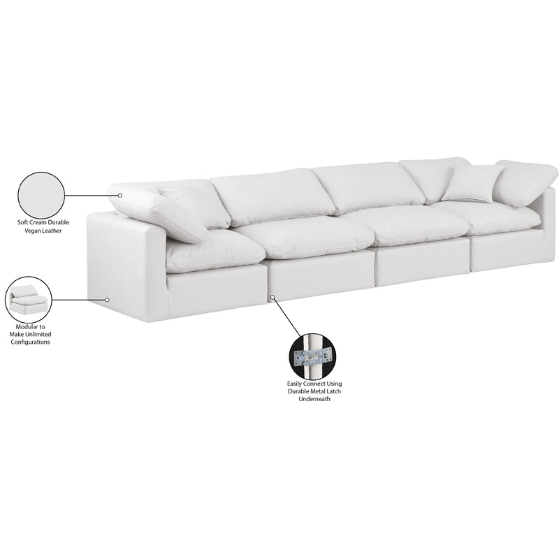 Meridian Indulge Cream Vegan Leather Modular Sofa IMAGE 8
