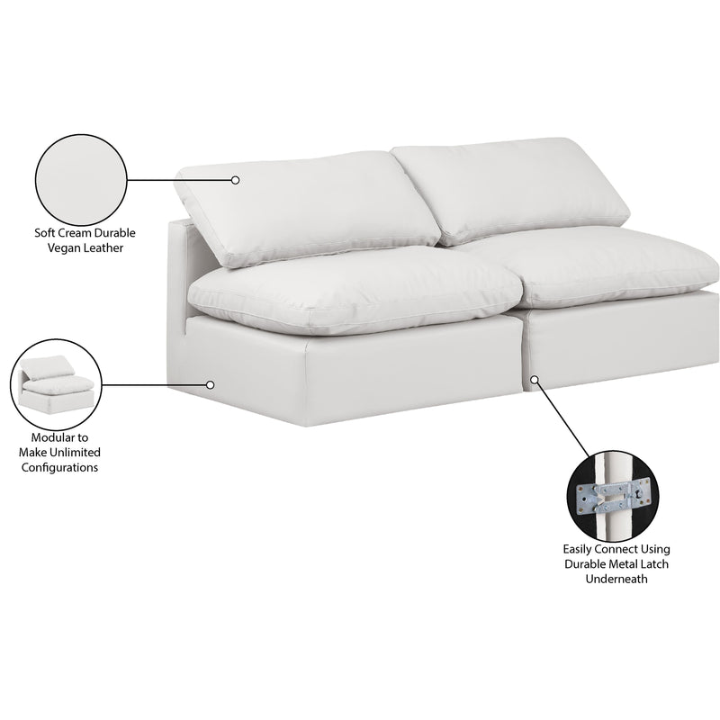 Meridian Indulge Cream Vegan Leather Modular Sofa IMAGE 7