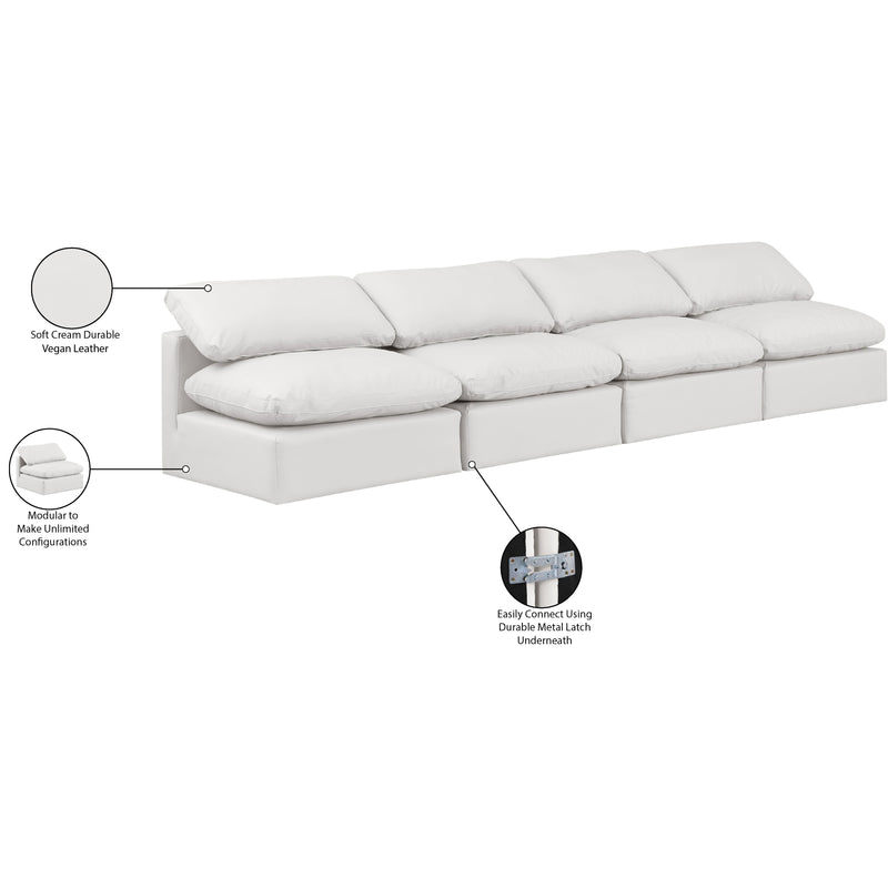 Meridian Indulge Cream Vegan Leather Modular Sofa IMAGE 7