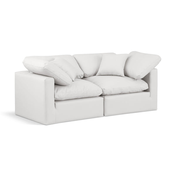 Meridian Indulge Cream Vegan Leather Modular Sofa IMAGE 1