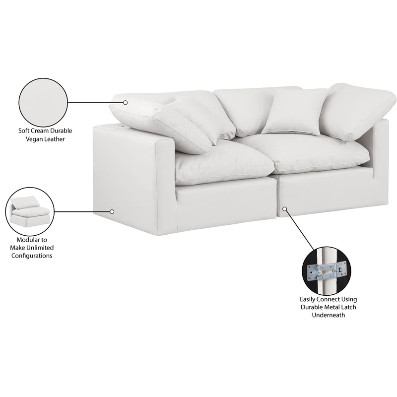 Meridian Indulge Cream Vegan Leather Modular Sofa IMAGE 8