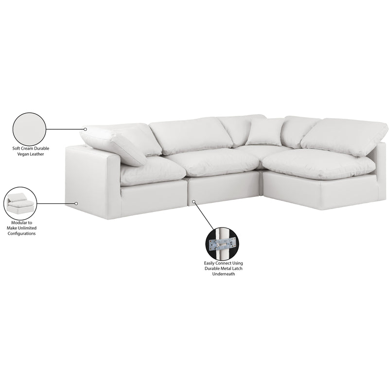 Meridian Indulge Cream Vegan Leather Modular Sectional IMAGE 9
