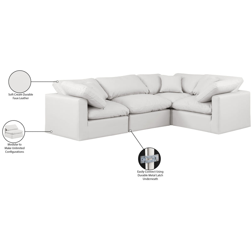 Meridian Indulge Cream Vegan Leather Modular Sectional IMAGE 9