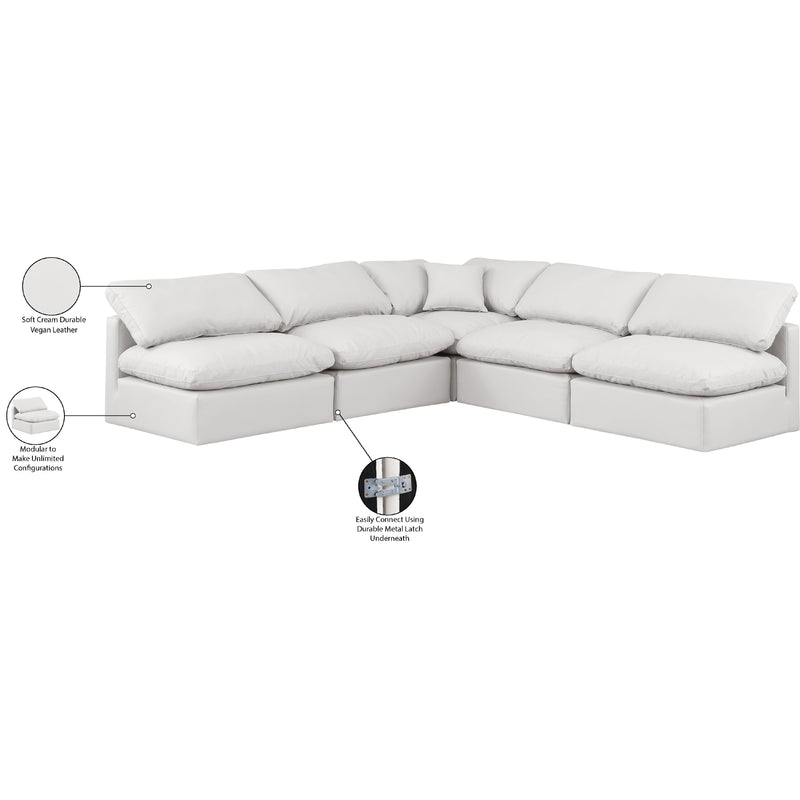 Meridian Indulge Cream Vegan Leather Modular Sectional IMAGE 8