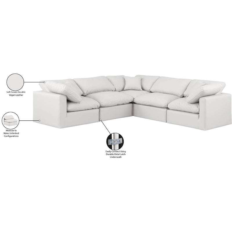 Meridian Indulge Cream Vegan Leather Modular Sectional IMAGE 9