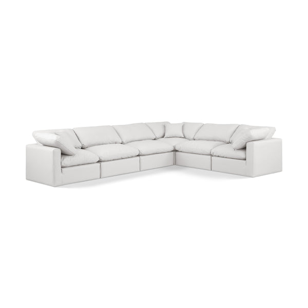 Meridian Indulge Cream Vegan Leather Modular Sectional IMAGE 1