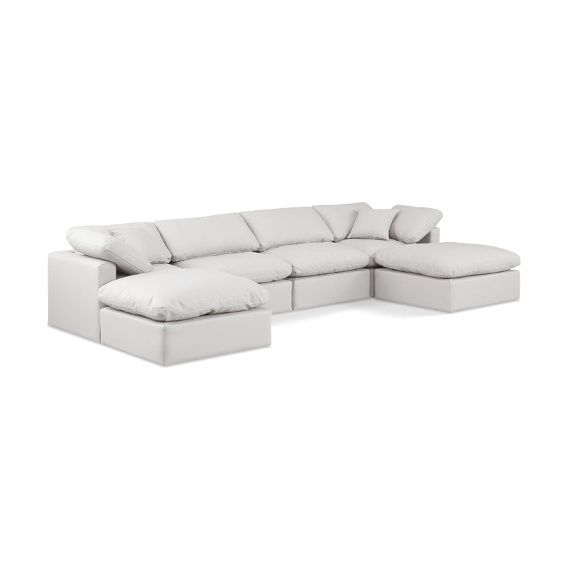 Meridian Indulge Cream Vegan Leather Modular Sectional IMAGE 1