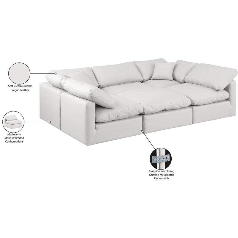 Meridian Indulge Cream Vegan Leather Modular Sectional IMAGE 8