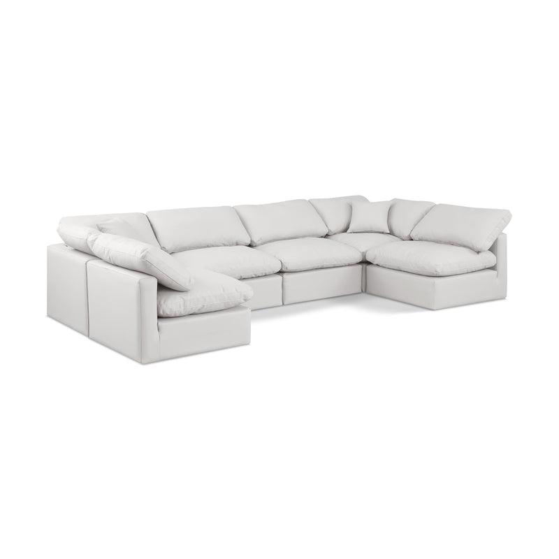 Meridian Indulge Cream Vegan Leather Modular Sectional IMAGE 1