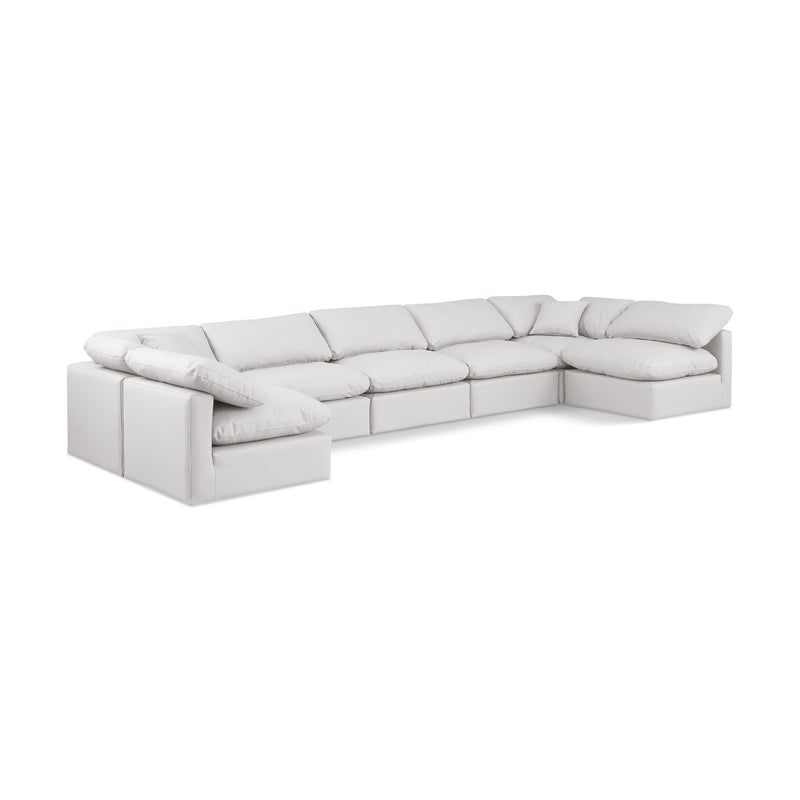Meridian Indulge Cream Vegan Leather Modular Sectional IMAGE 1