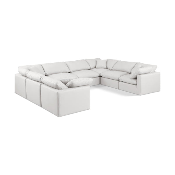 Meridian Indulge Cream Vegan Leather Modular Sectional IMAGE 1