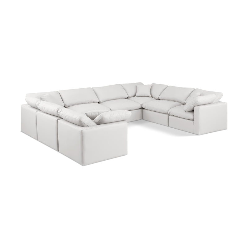 Meridian Indulge Cream Vegan Leather Modular Sectional IMAGE 1