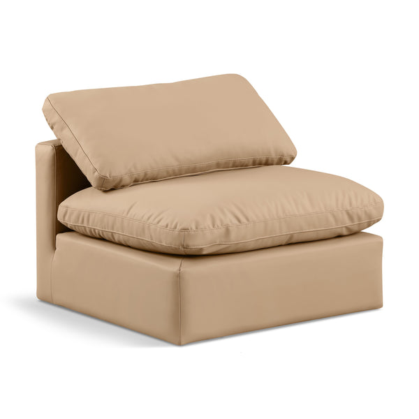 Meridian Indulge Tan Vegan Leather Armless Chair IMAGE 1
